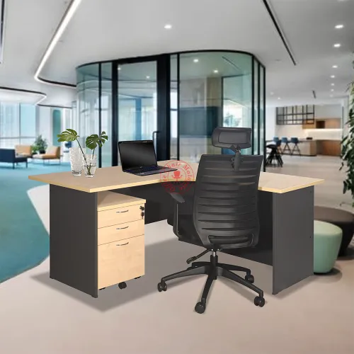 L Shape Desk c/w Mobile 2D1F | Office Desk L Shape | Meja Shape L 1515 | 1815