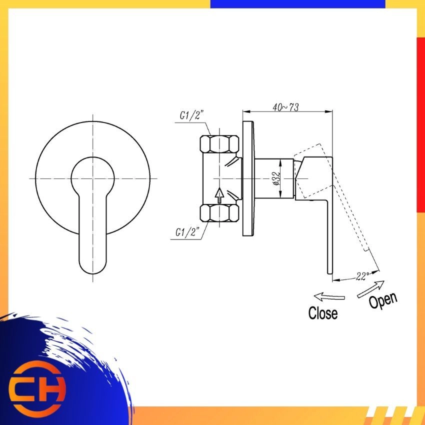 SORENTO BATHROOM SHOWER MIXER TAP SRTWT9708 Concealed Shower Cold Tap 