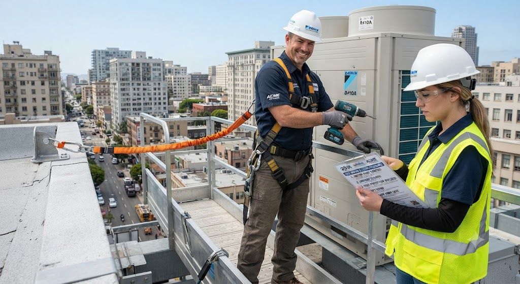 HVAC technician industrial working platform safety