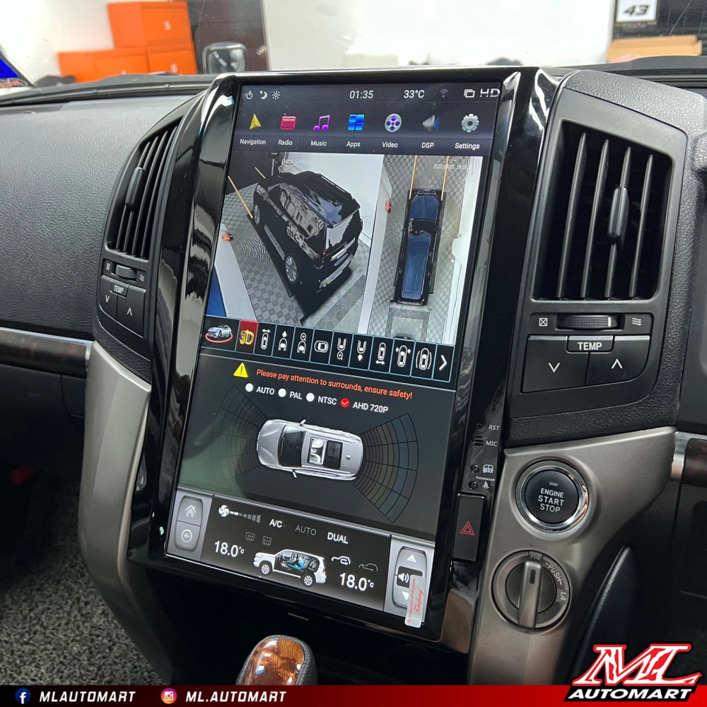 Toyota Land Cruiser LC200 2008-15 Vertical Style Android Monitor (16")