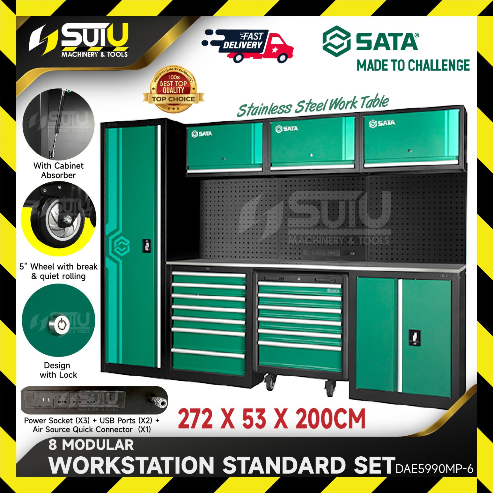 SATA DAE5990MP-6 / DAE5990MP6 / AE5990 387PCS 8 Modular Workstation with Standard Tool Set