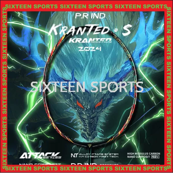 P.R IND KRANTED-S BADMINTON RACQUET (Purui/PR) (C/W FELET ULTRAMAX TURBO NANO 7 string & Overgrip) - Green