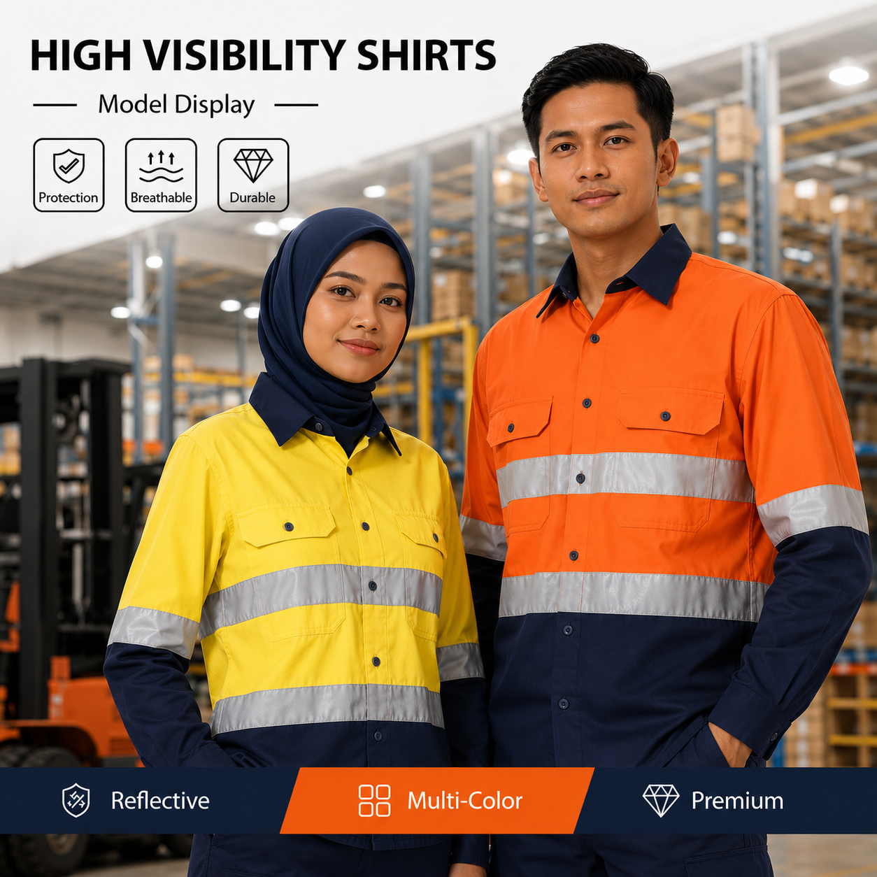 Premium High Visibility Reflective Work Shirt for Industrial & Outdoor Work