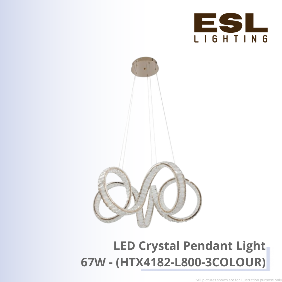 LED Crystal Pendant Light 67W - HTX4182-L800-3COLOUR
