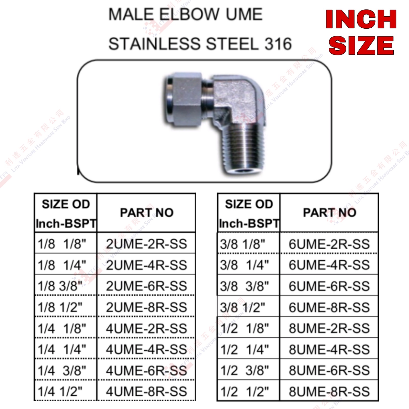 MALE ELBOW UME (INCI SAIZ) - 2UME2RSS  2UME4RSS 2UME6RSS 2UME8RSS 4UME2RSS 4UME4RSS 4UME6RSS 4UME8RSS 6UME2RSS 6UME4RSS 6UME6RSS 6UME8RSS 8UME2RSS 8UME4RSS 8UME6RSS 8UME8RSS