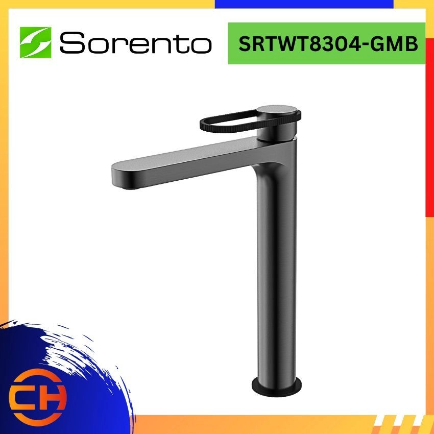 SORENTO 8300 SERIES BASIN MIXER TAP SRTWT8304-GMB High Basin Mixer Tap ( Gunmetal + Matt Black )