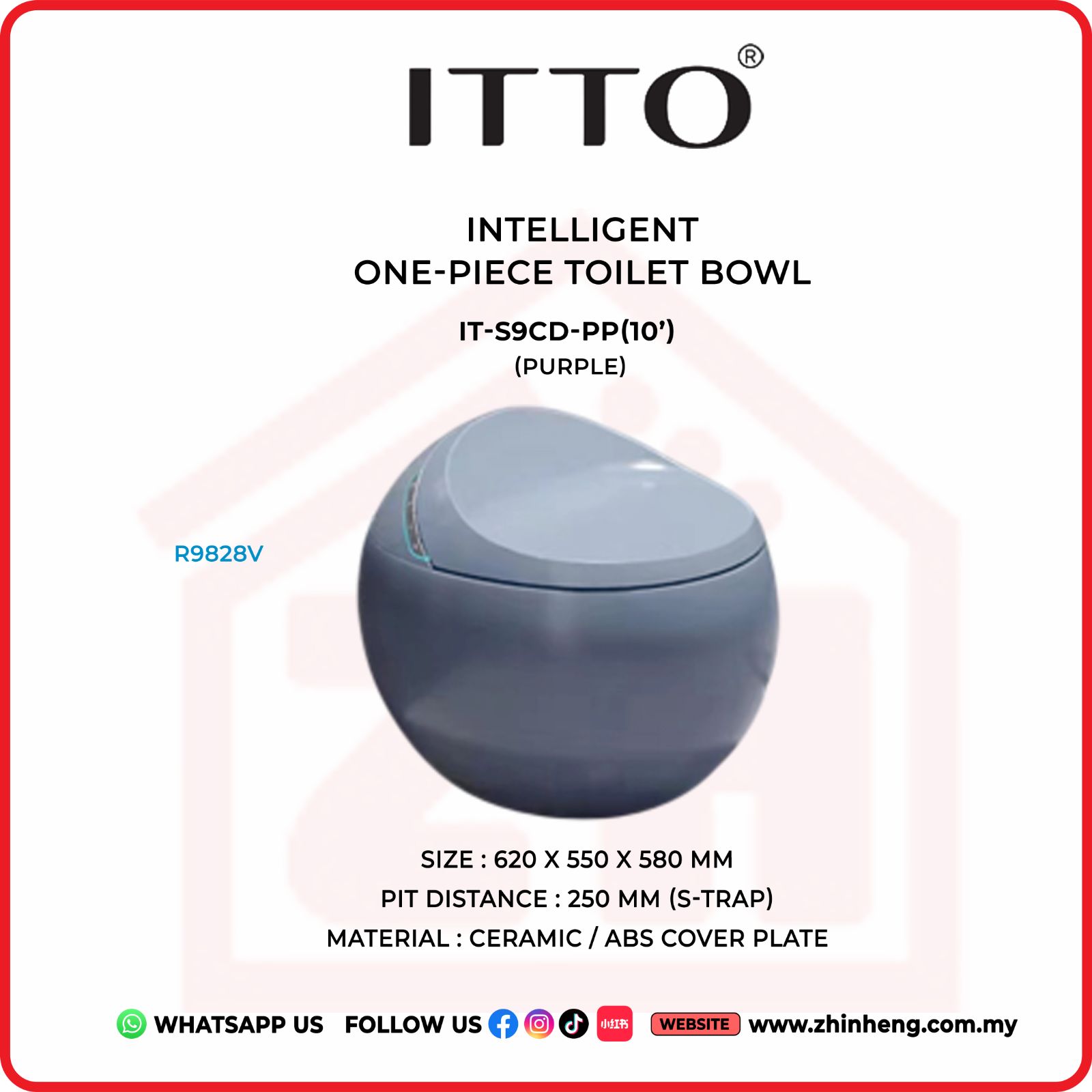 ITTO INTELLIGENT ONE-PIECE TOILET BOWL IT-S9CD-PP(10")