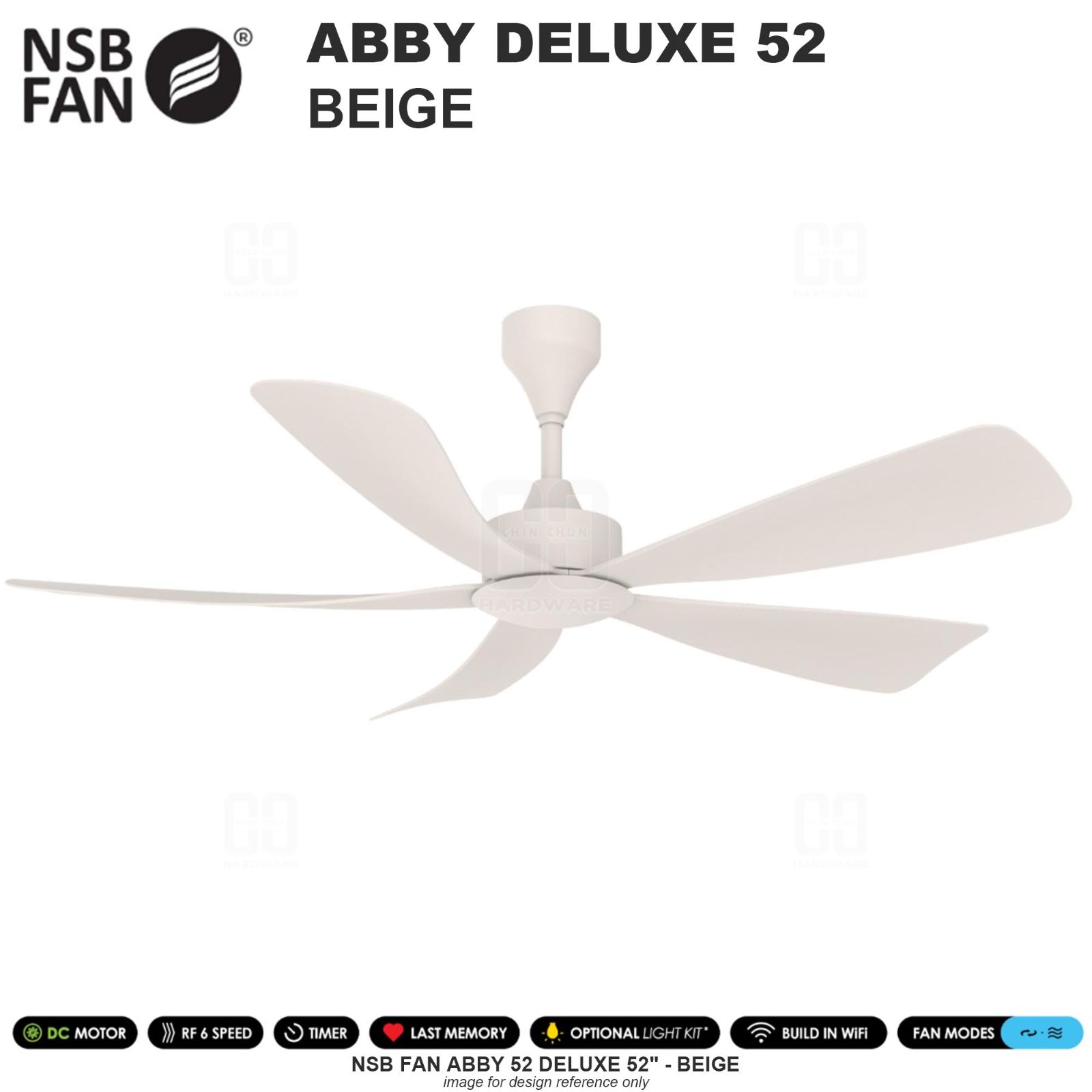 NSB FAN ABBY DELUXE 52" BEIGE