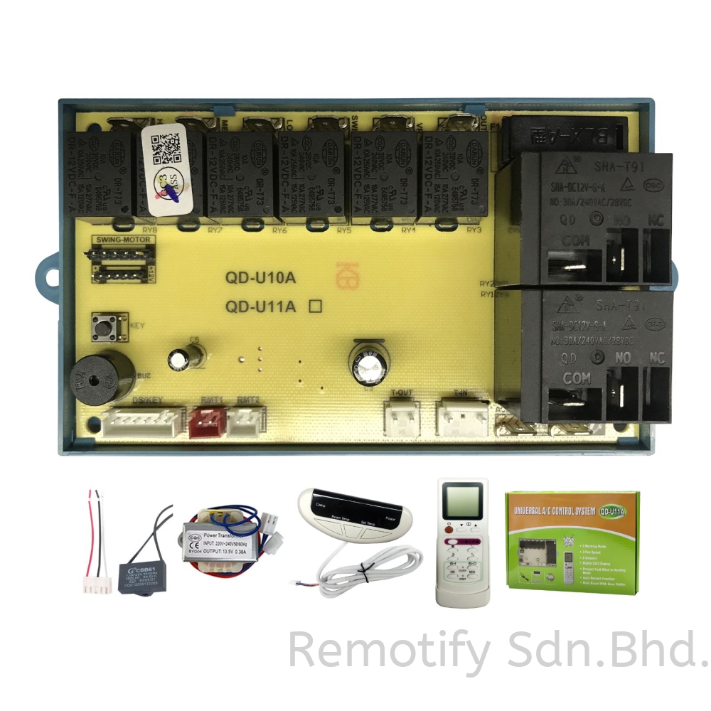 QD-U11A Cabinet Air Conditioner Control System | Universal Standing AC Smart PCB Board with Auto Restart, Dual Sensor & LED Display