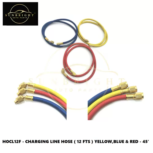 HOCL12F - CHARGING LINE HOSE ( 12 FTS ) YELLOW,BLUE & RED - 45'