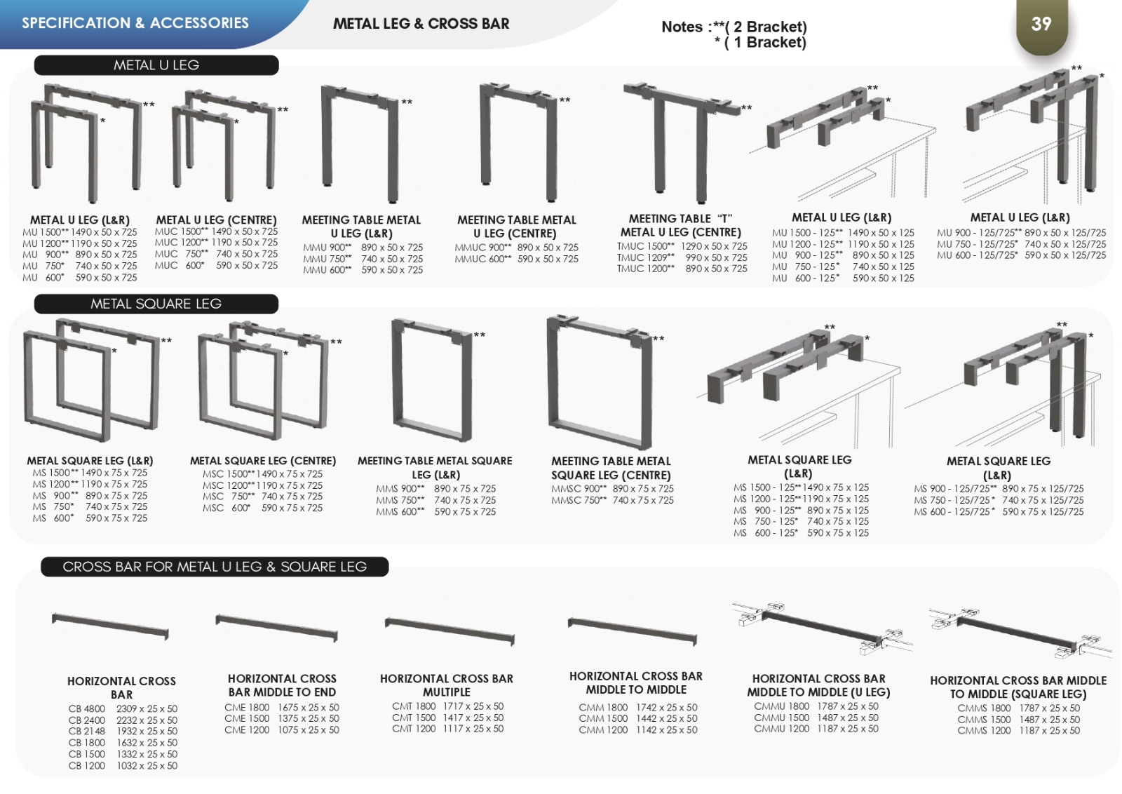 METAL LEG & CROSS BAR