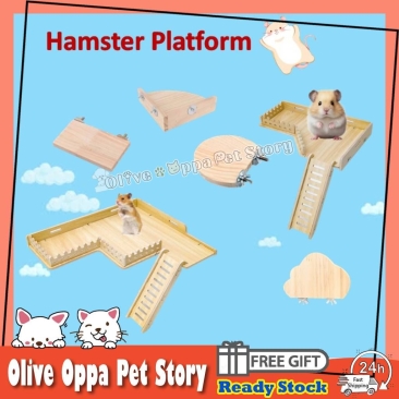 Hamster Wooden Stand Platform Pet Parrot Hamster Perches Paw Grinding Springboard for Small Animals Pets