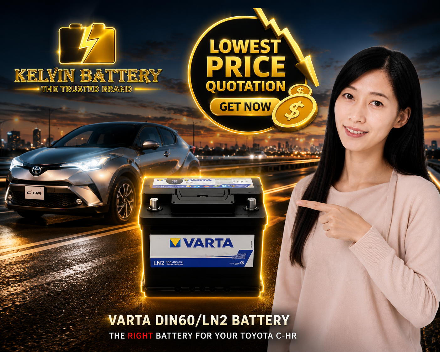 Toyota CHR Battery Size Options - Amaron DIN55L (55AH) & Varta DIN60/LN2 (60AH)