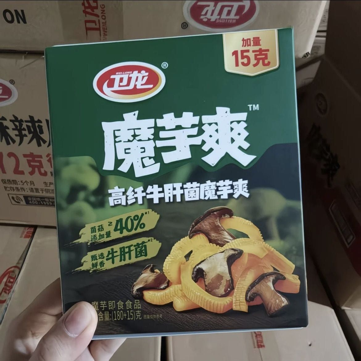 [盒装13包]卫龙魔芋爽牛肝菌WEILONG KONJAC SPICY MUSHROOM18G[13PKT/BOX][24BOX/CTN]
