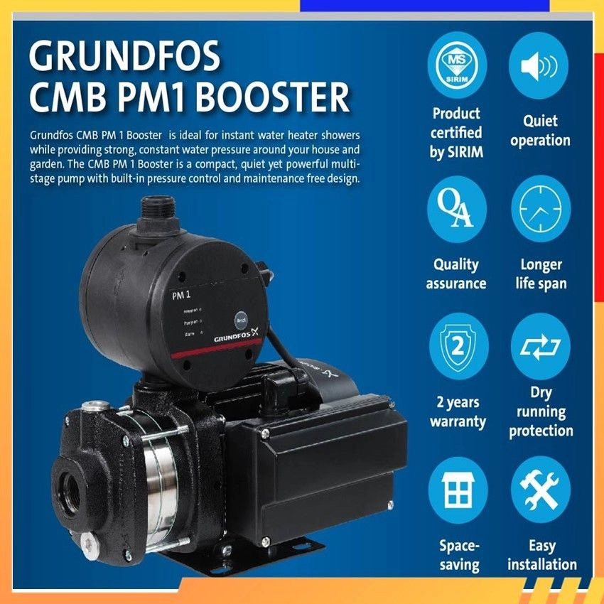 Grundfos CMB3-37PM1 Home Water Pressure Booster Pump