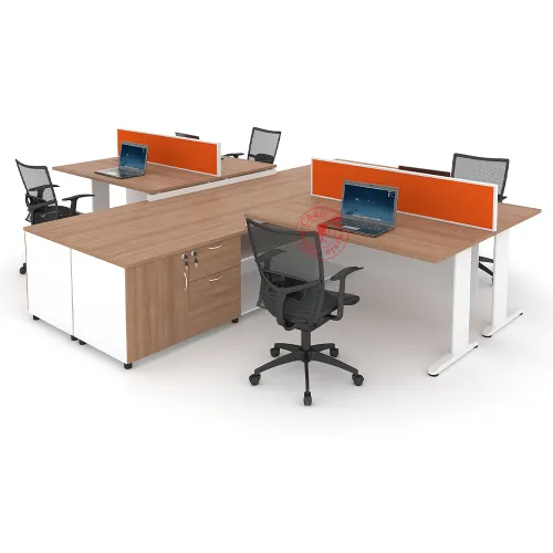 MJ Rectangular Workstation Cluster of 4 / Office Table Workstation / Meja Pejabat Kerja / Meja office