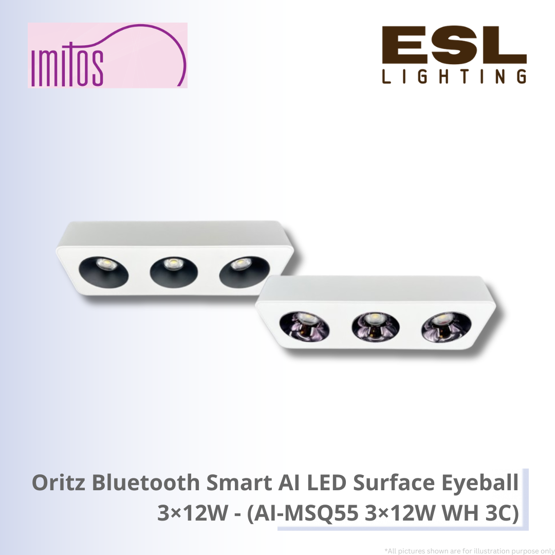 IMITOS Oritz Bluetooth Smart AI LED Surface Eyeball 3×12W - AI-MSQ55 3×12W WH 3C