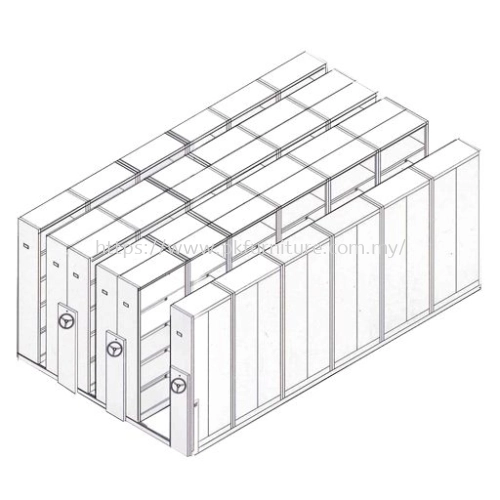 MOBILE COMPACTOR - PK-MNMC-6-G2 - 1 ROW X 6 BAY DEPTH MECHANICAL MOBILE COMPACTOR CW 4PCS ADJUSTABLE SHELF