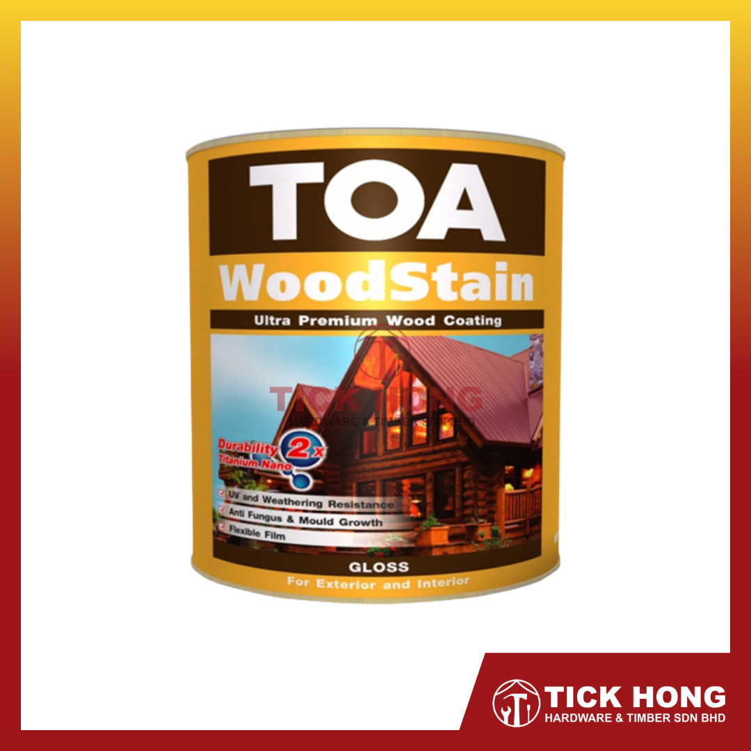 TOA Woodstain Premium Wood Coating - GLOSS (1 Litre / 5 Litre)
