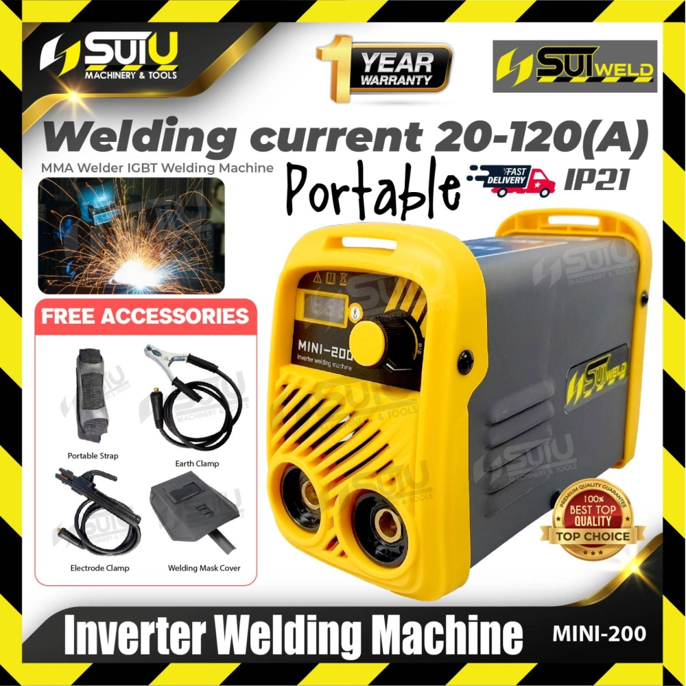 SUIWELD MINI200 / MINI-200 Portable Inverter Welding Machine / Mesin Kimpalan w/ Accessories 20-120A