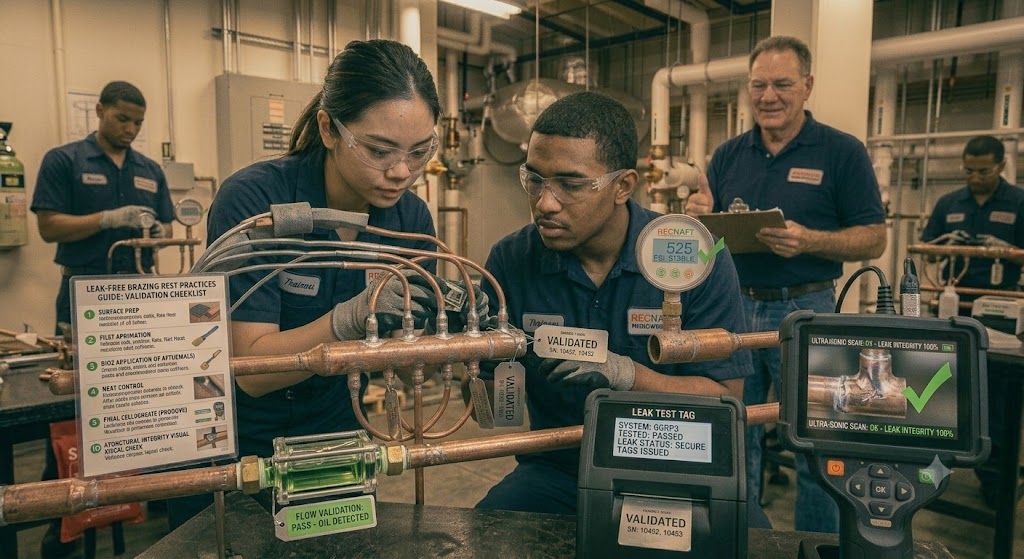 HVAC copper pipe brazing leak-free certification