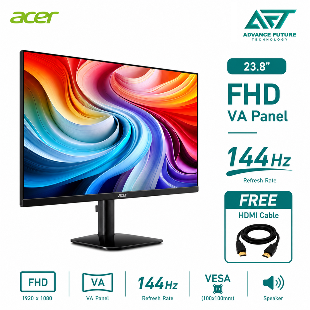 Acer KA242YP0 23.8'' FHD VA 144Hz Flat Monitor ( Speaker, HDMI, VGA, 3 Years Warranty )