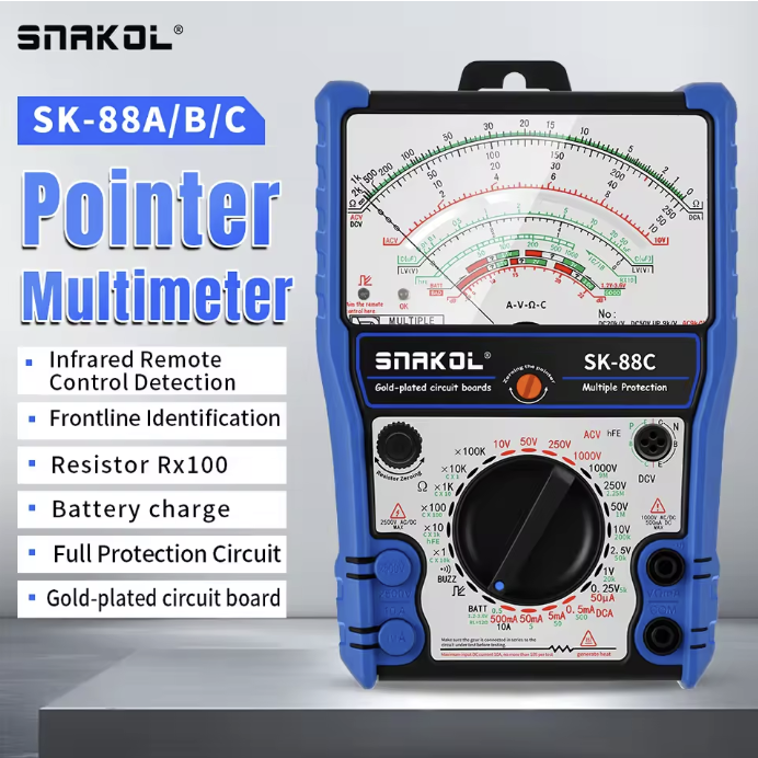 Snakol Pointer Multimeter AC/DC 2500V Volt-Ammeter Professional Analog Multimeter Resistor with Jacket Electrician Tool