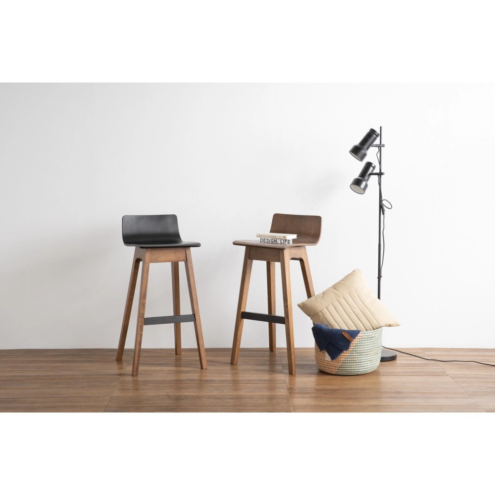 Ava Barstool - Walnut , Black (73cm Seat Height)