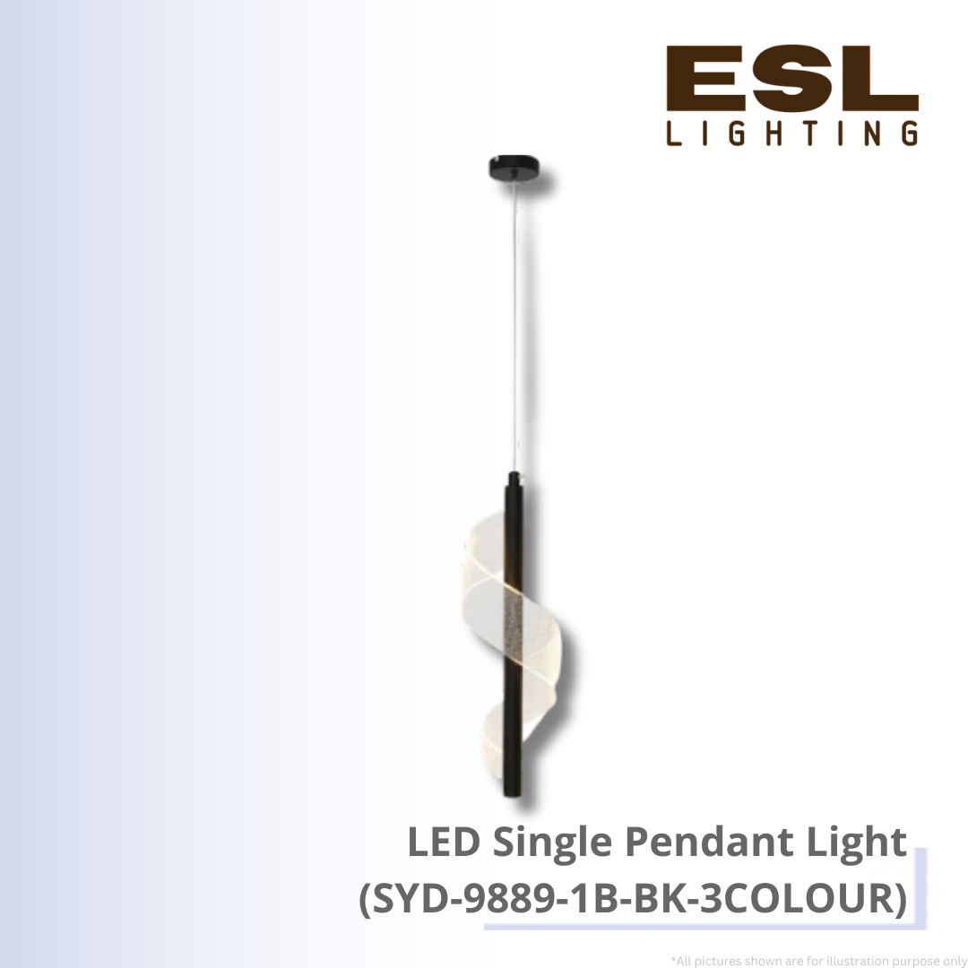 LED Single Pendant Light - SYD-9889-1B-BK-3COLOUR