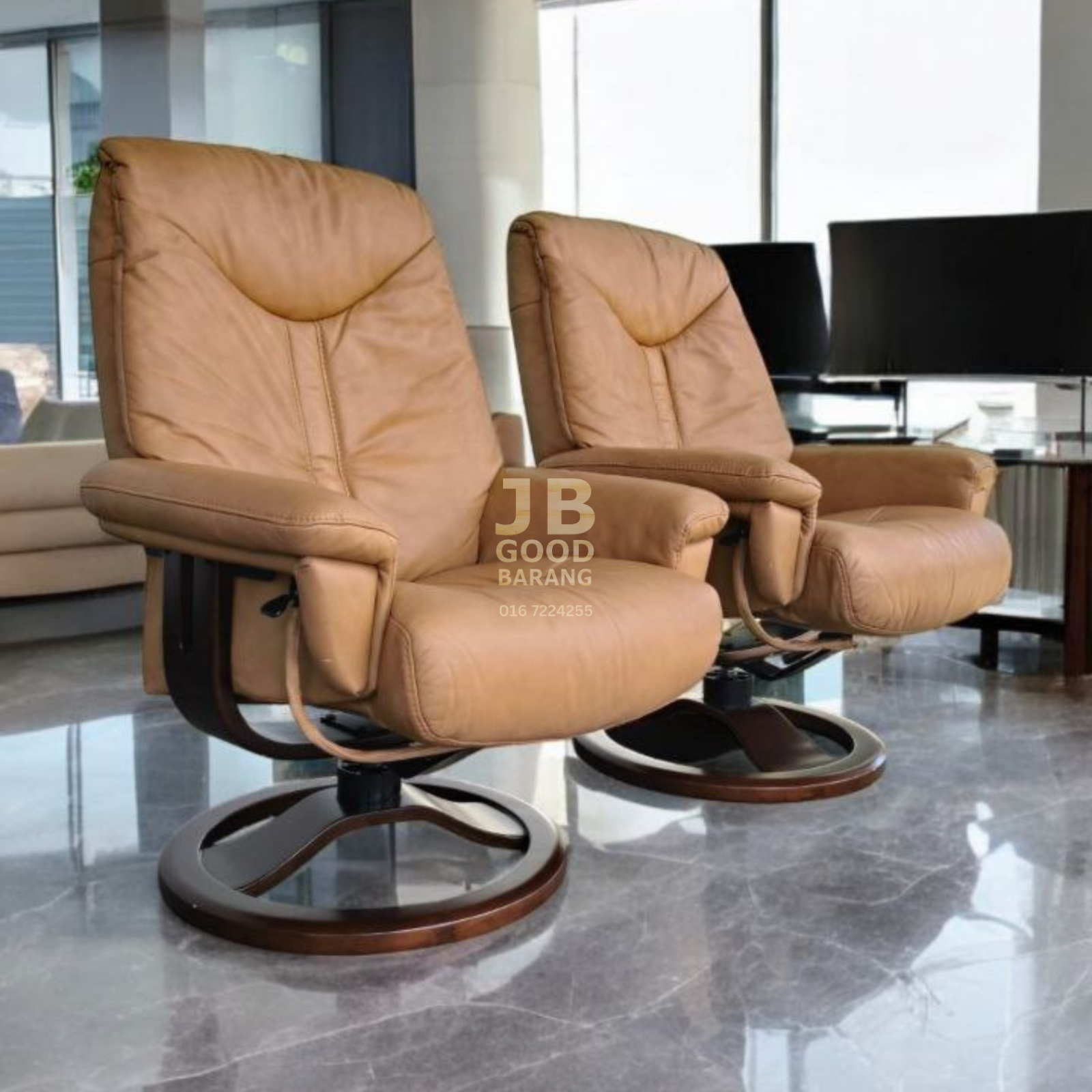 (ALL SOLD) Good-Quality Swivel Reclining Single Leather Sofas/Chairs
