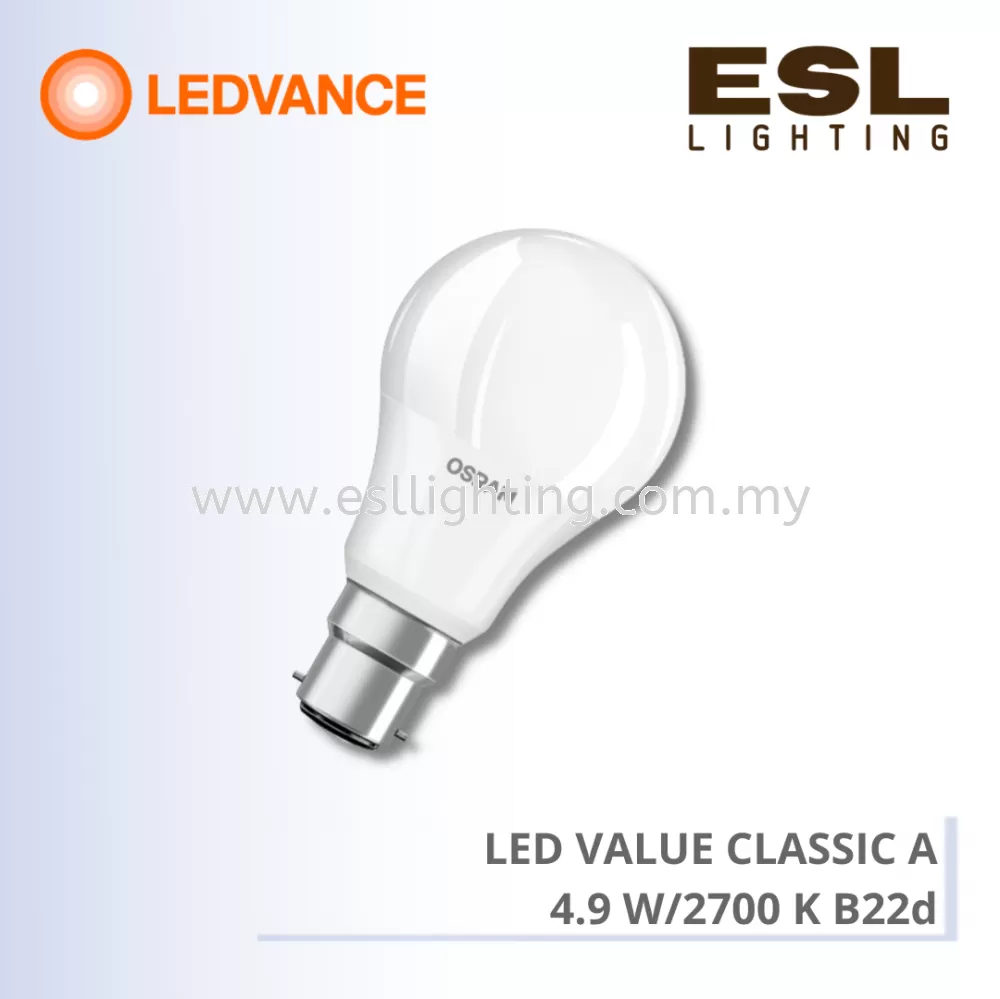 LEDVANCE LED VALUE CLASSIC A 4.9 W/2700 K B22d - 4058075625532