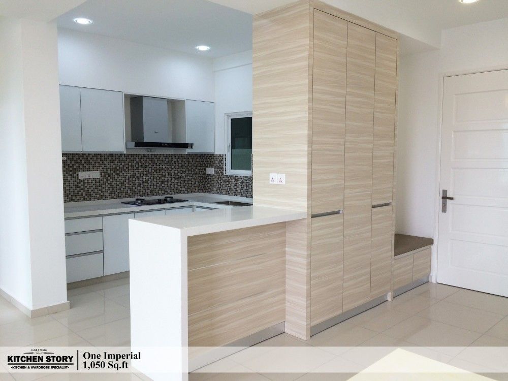 One Imperial Residence - Custom Kitchen Cabinet, Breakfast Counter & TV Cabinet Design | Relau, Penang