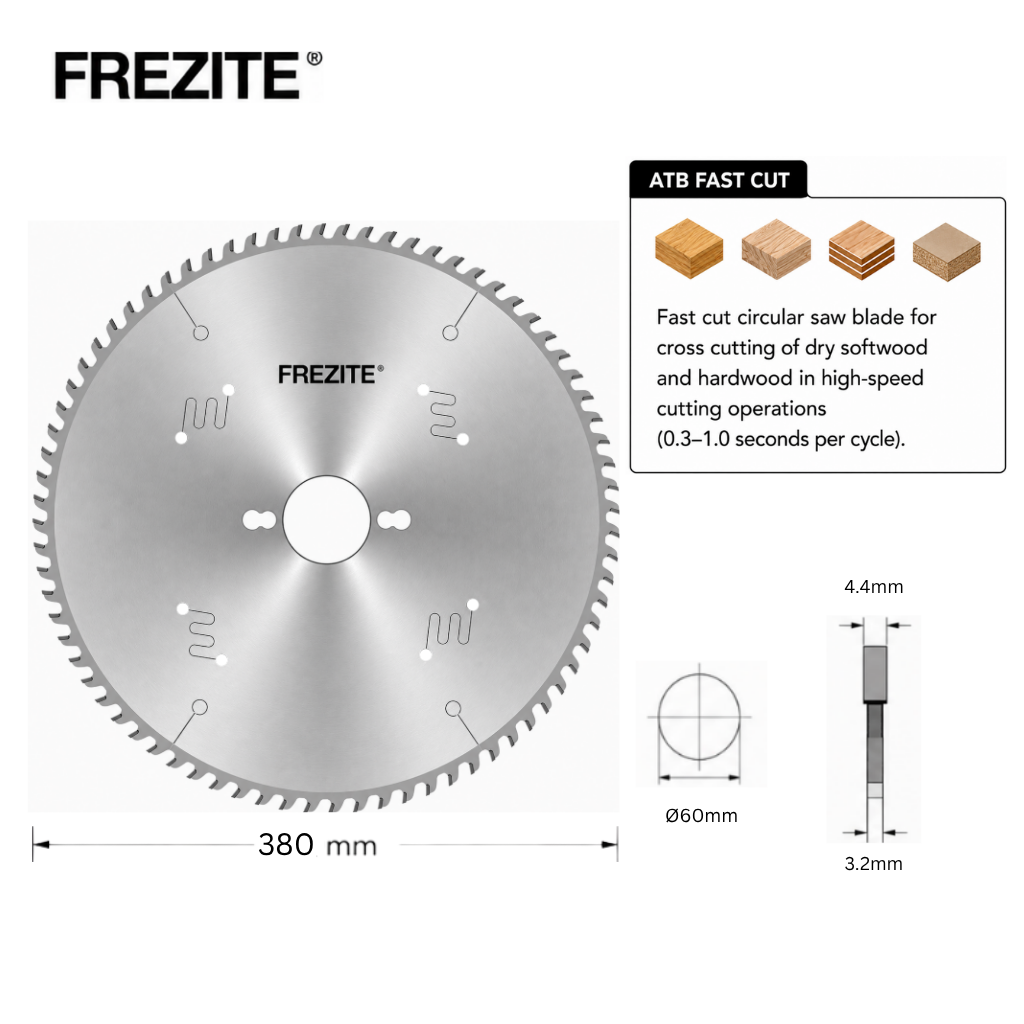 Frezite 380mm X 4.4/3.2 X 60H X 72T-TPZ TCT SAW BLADE