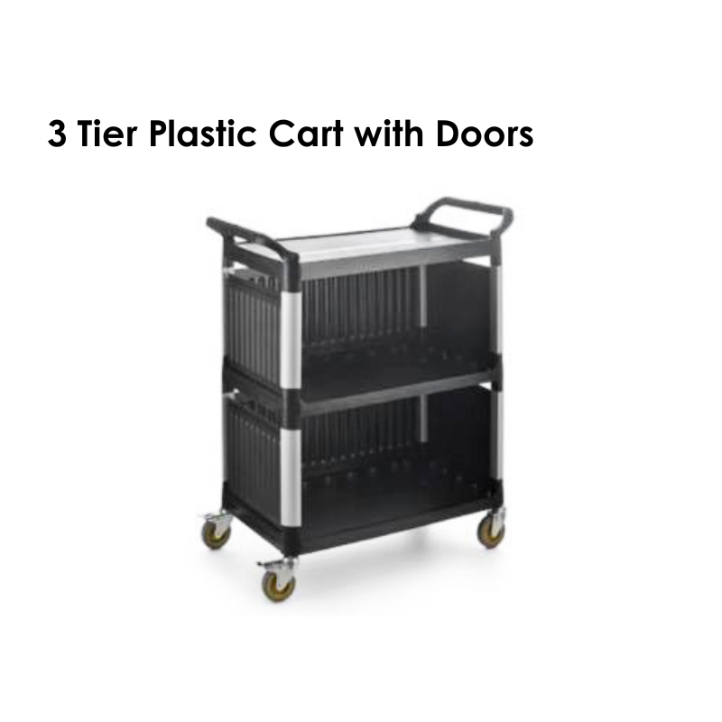 3 Tier Plastic Cart Trolley with Door B2762-08