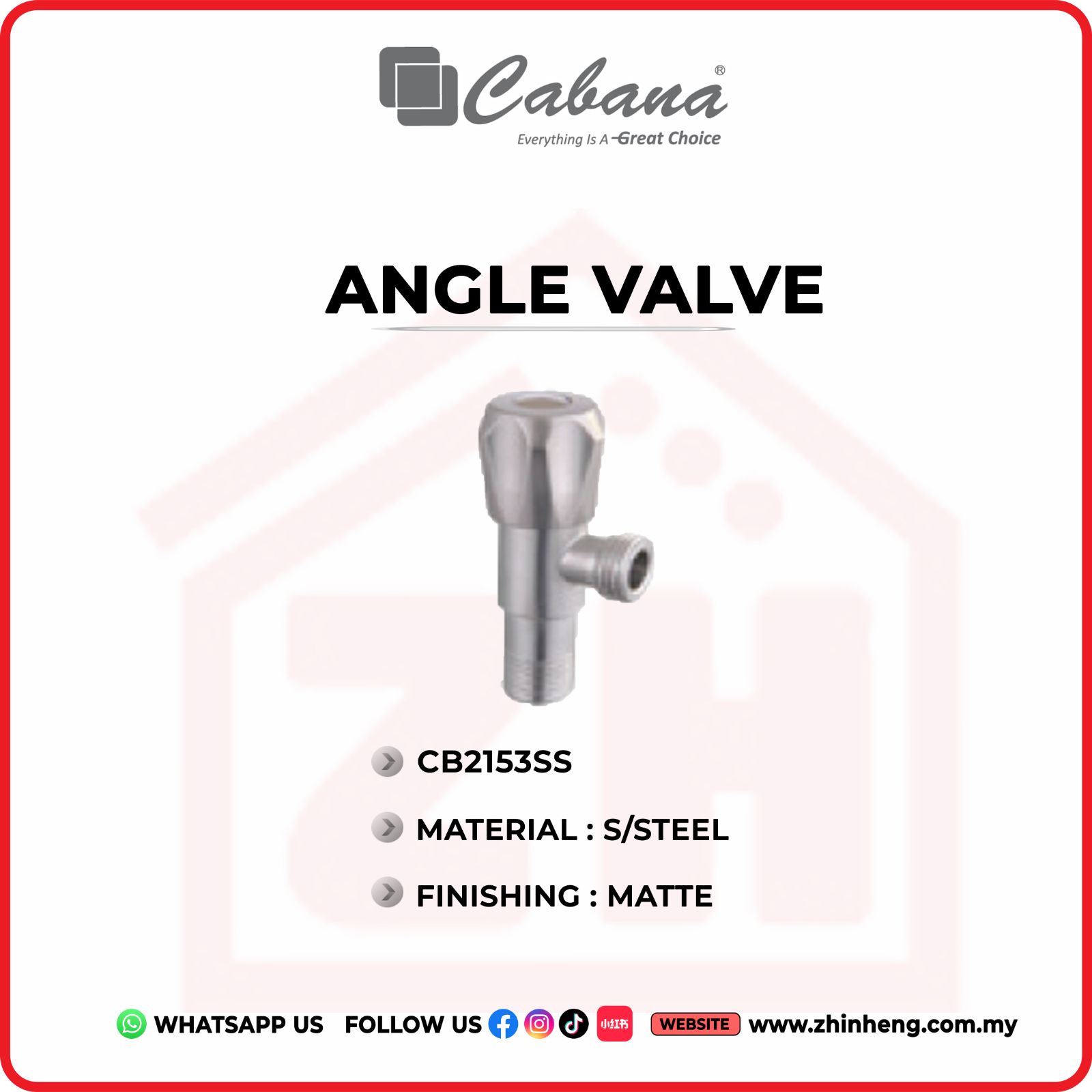 CABANA ANGLE VALVE  CB2153SS