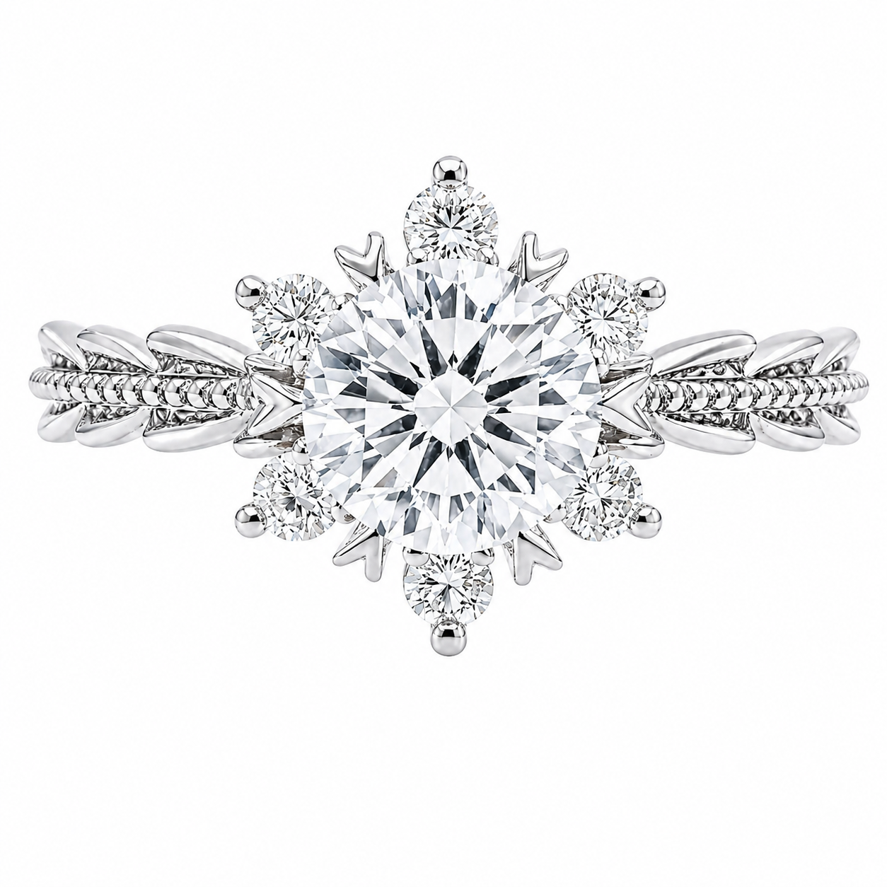 Roman & Co庐 Noverielle Snowflake Crown Engagement Ring
