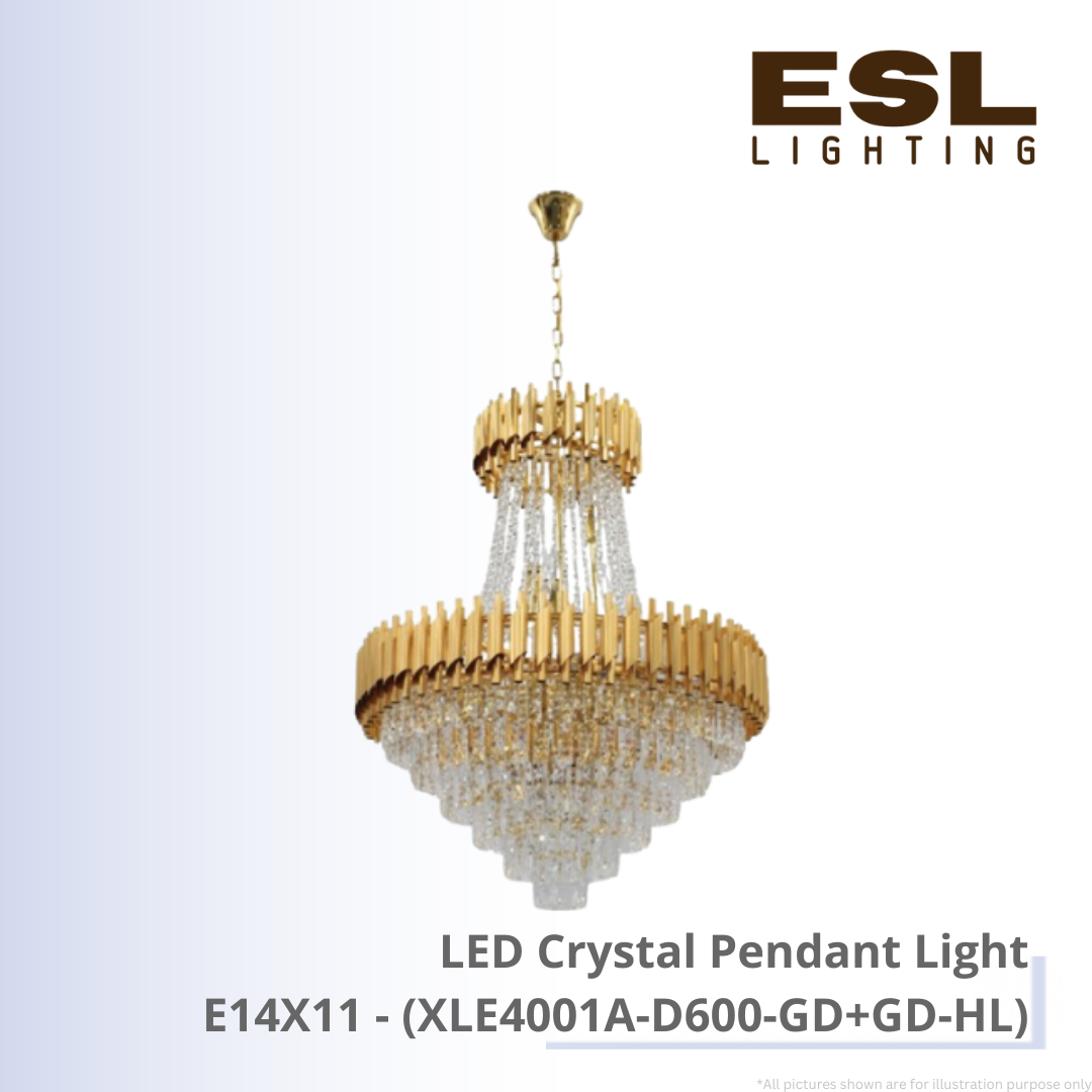 LED Crystal Pendant Light E14X11 - XLE4001A-D600-GD+GD-HL