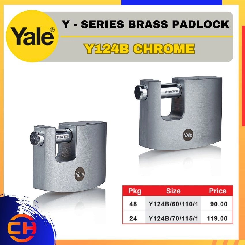 YALE Y - SERIES PADLOCK RANGE Y124B CHROME PADLOCK 