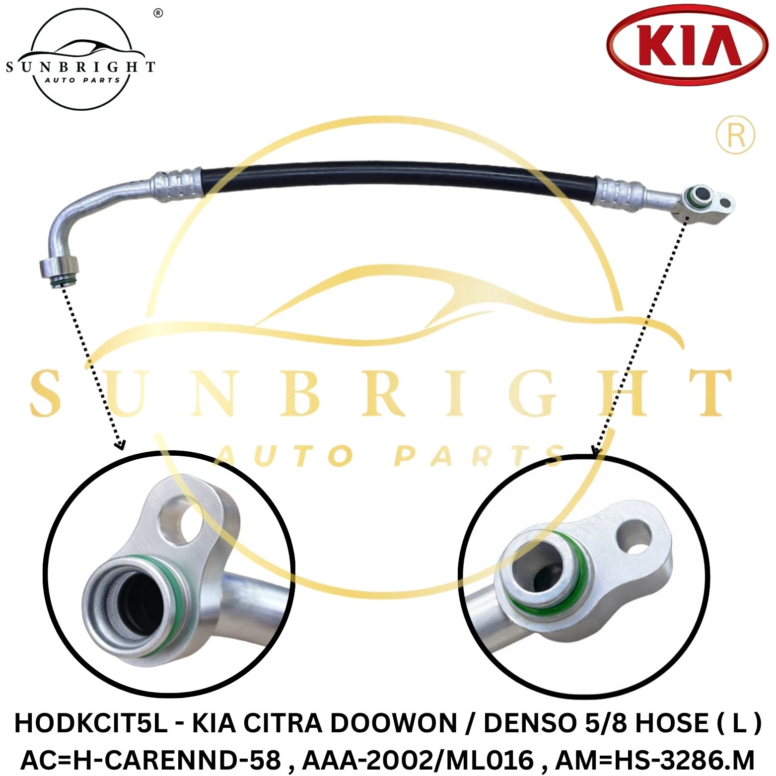 HODKCIT5L - KIA CITRA DOOWON / DENSO 5/8 HOSE ( L ) AC=H-CARENND-58 , AAA-2002/ML016 , AM=HS-3286.M