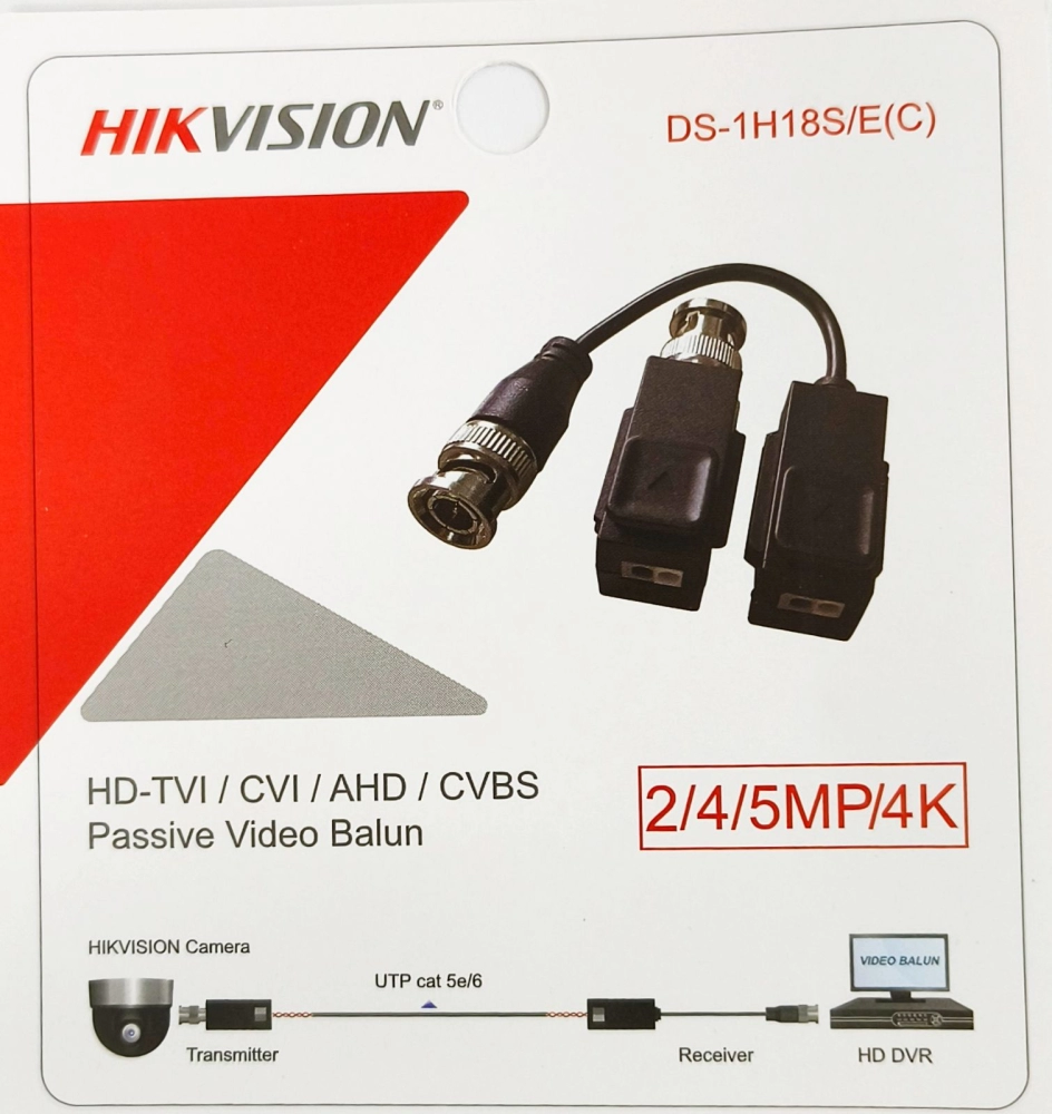 HIKVISION Video Balun CCTV Transmits TVI Signal Via UTP Cable 1 Set HDTVI/HDCVI/AHD/CVBS - DS-1H18S/E-(C)