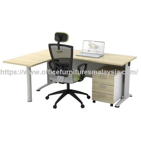 5 ft Modern L Shape Writing Desk With 3D Mobile Pedestal OFBM1515-M+YM3