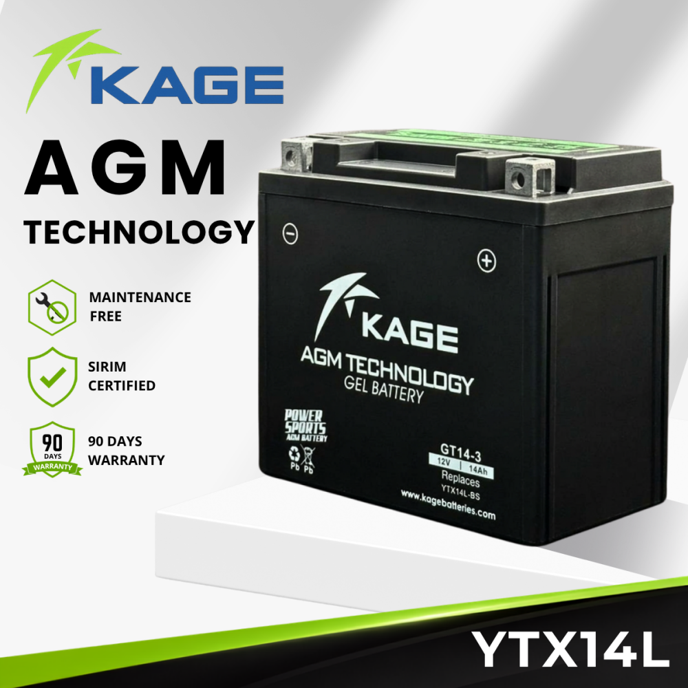 YTX14L-BS KAGE - BATERI Harley Davidson 1200XL Sportster/XR1200X/STREET 750/STREET 500/XLL833/SPORTSTER LOW 05/06