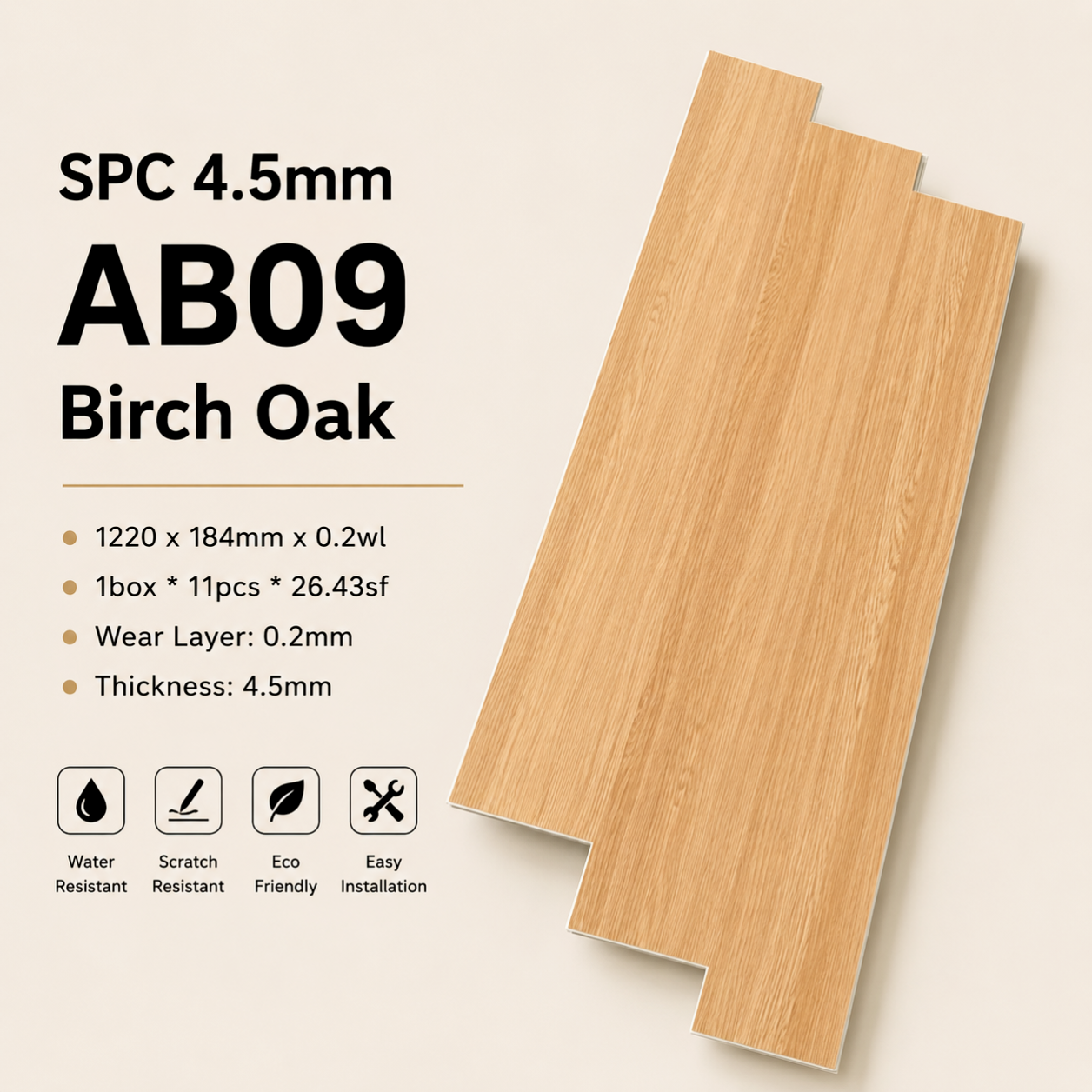 SPC FLOORING 4.5MM CODE AB09
