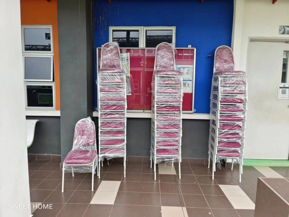 Waiting Link Chair | Banquet Chair | Student Chair | Fabric Medium Back Office Chair | High Back Office Chair | Office Chair Refabric | For Kolej Komuniti Tasek Gelugor Bertam Kepala Batas Penang Kedah