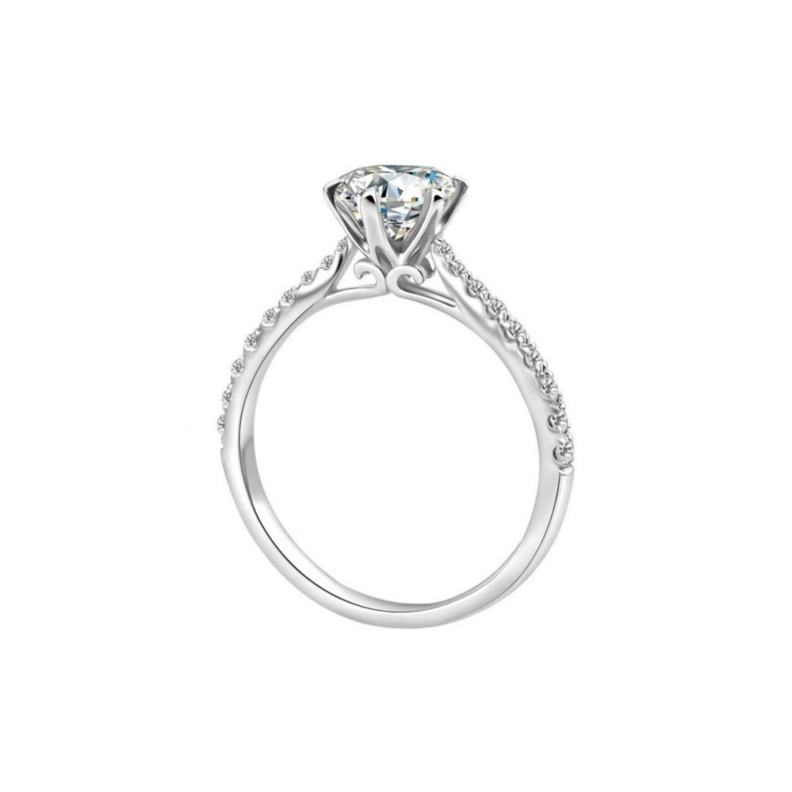 Roman & Co庐 Maravelle Scroll Pav茅 Solitaire Ring