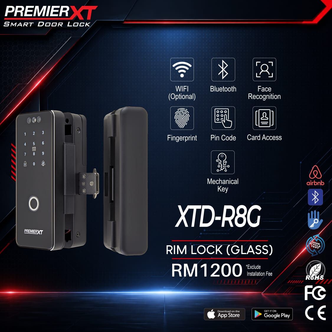 Premier XT Smart Door Lock XTD-R8 Rim Smart Lock