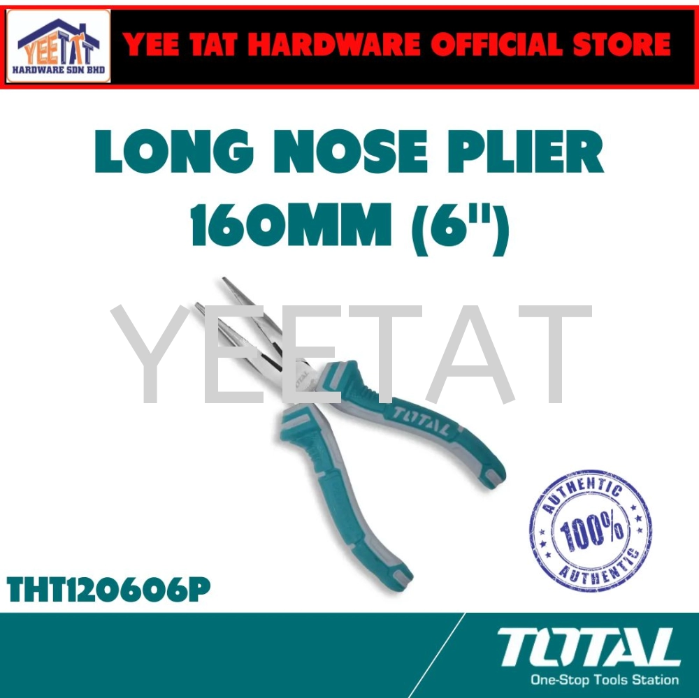 [ TOTAL ] THT120606P Long Nose Pliers (6"), Great for Bending, Turning, Cutting & Getting into Tight Spots