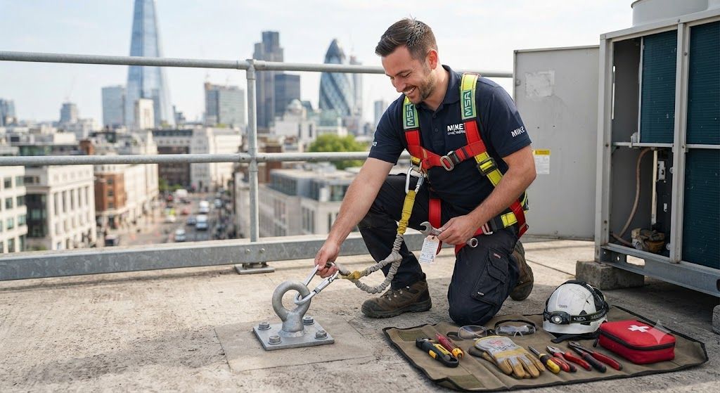 aircond technician anchor point safety equipment