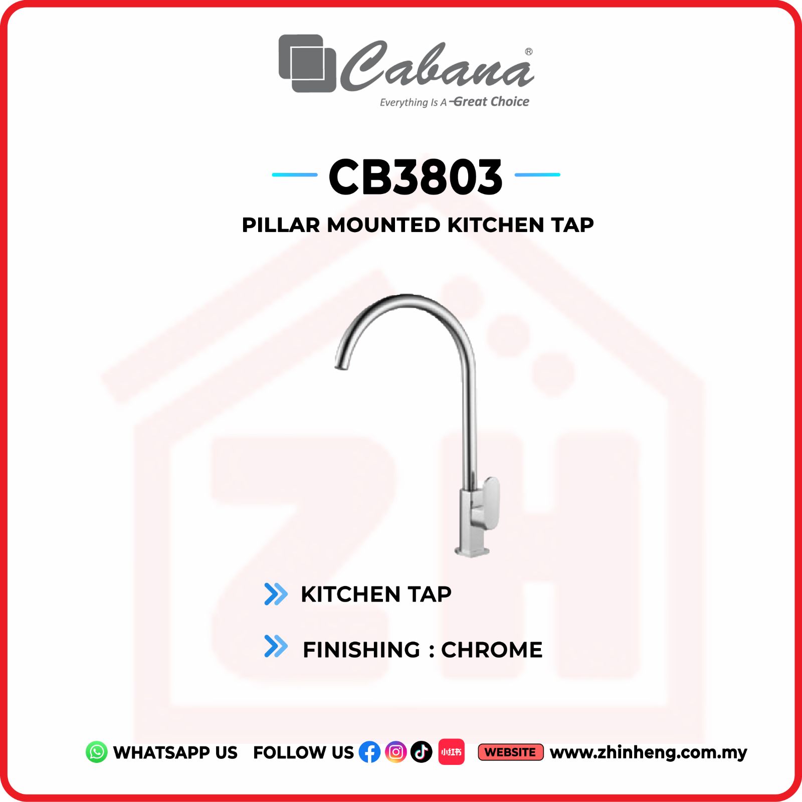 CABANA Pillar Mounted Kitchen Tap CB3803