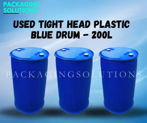 Used Tight Head Plastic Blue Drum - 200L